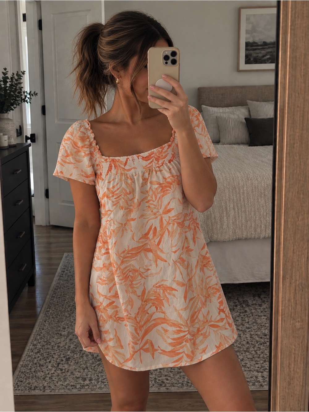 Abercrombie & Fitch Peach Floral Mini Dress